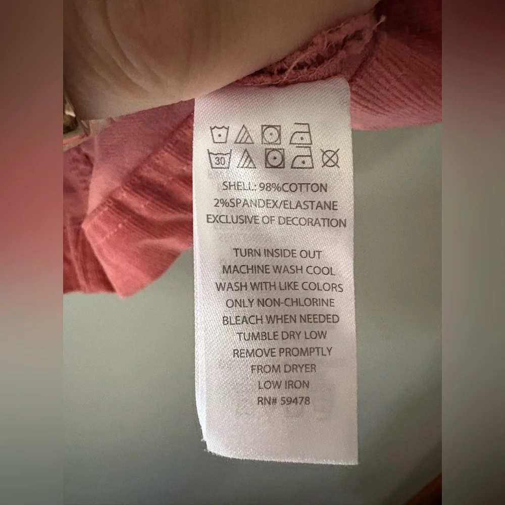 Pink Girls Tahari Corduroy Overalls with Gold Buttons - Picture 5 of 5